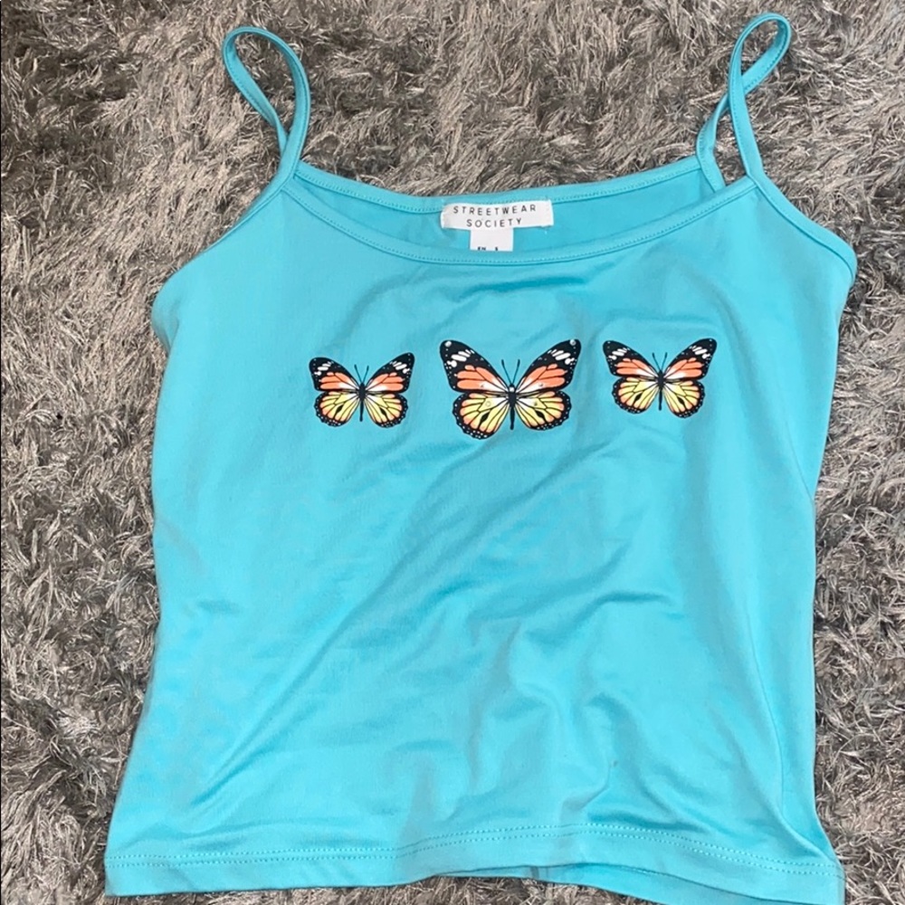 Butterfly Crop Top Blue